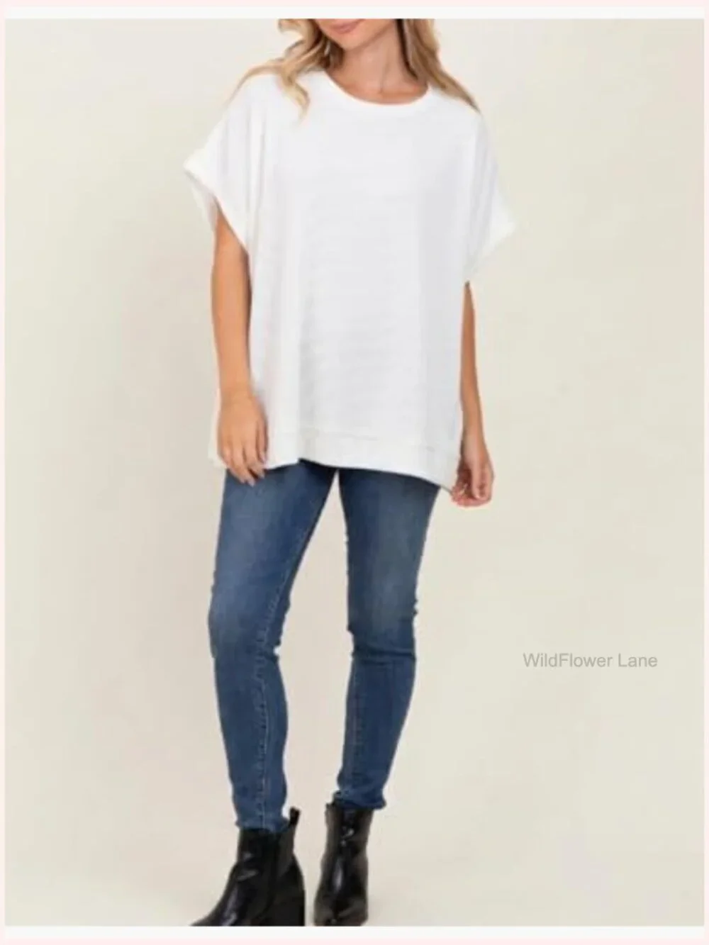 Oversized Batwing Short Sleeve Tunic Tee Loose Casual Top